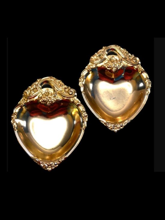 Other - Mid Century Gold Plated Vanity Trays, Ornate Heart Dresser Decor